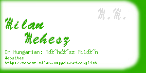 milan mehesz business card